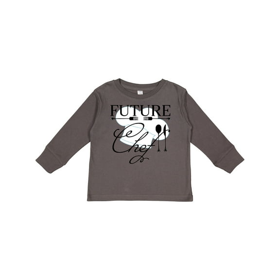 Inktastic Future Chef with silverware and hat Boys or Girls Long Sleeve Toddler T-Shirt