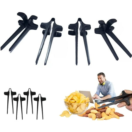 

Homgreen 4 Pcs Finger Chopsticks for Gamers Fun Snack Clips Snack Chopsticks for Games Finger Chopsticks Reusable Finger Tongs Potato Chips Grabber for Gamer Gift Mobile Game Accessories(Black)