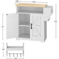 thumbnail image 3 of Coffee Bar Cabinet, Kitchen Island with Storage, Farmhouse Sideboard Buffet Cabinet with Dual-Purpose Floating Shelf and Hooks, for Kitchen Living Room, White and Natural, 3 of 9