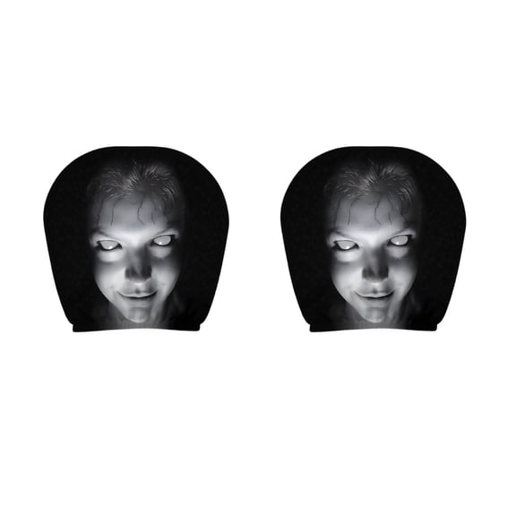 2 Pack Car Headrest Cover, Stretchy Fabric Funny Face Design, Unique Scary Ghost Masque Pattern Head Rest Protector, Universal Headrest Cover for Car Truck SUV