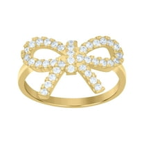 10kt Real Yellow Gold Womens Cubic-Zirconia Bow Fashion Ring