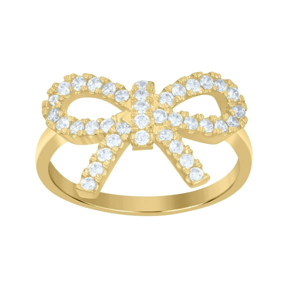 10kt Real Yellow Gold Womens Cubic-Zirconia Bow Fashion Ring