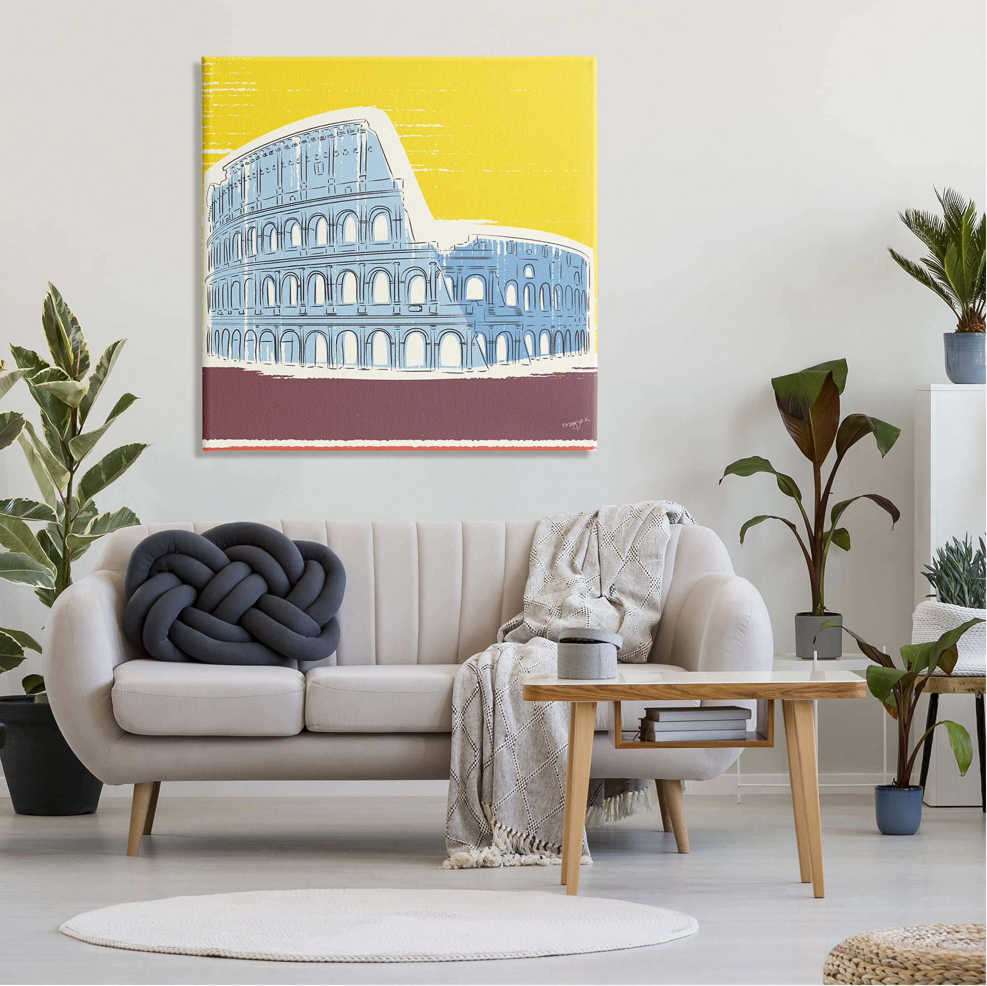 Stupell Industries Modern Colosseum Building Travel & Places Painting Gallery Wrapped Canvas Art Print Wall Art, 36 x 36