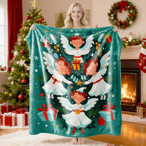 YHAICO Blankets Full Size Christmas Print Blanket Comfortable and Soft Flannel Blanket Merry Christmas Blanket Suitable for Bedroom Sofa Christmas Decoration 75X100cm