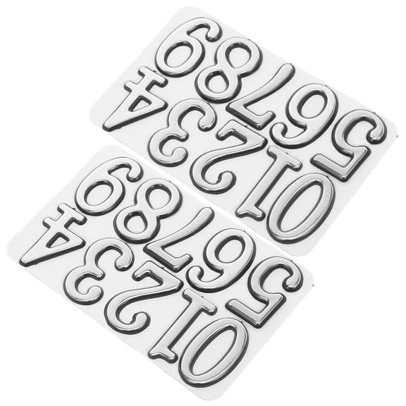 OUNONA Outdoor Silver Number Stickers for House and Mailbox, Waterproof, 2Sets