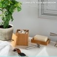 thumbnail image 4 of Bath Bliss Small Square Oslo Bamboo Storage Jar with Loop Pull Lid, Makeup Organizer, 4 of 9