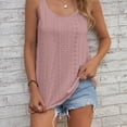 thumbnail image 1 of Plus Size Vacay Cami Top, Women's Plus Plain Eyelet Embroidered Split Straps Scoop Neck Cami Top, 1 of 1