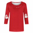 thumbnail image 4 of Short Sleeve Round Neck Printed T Shirt Casual Three Quarter 3/4 Sleeve Halloween Tee Top, 4 of 4