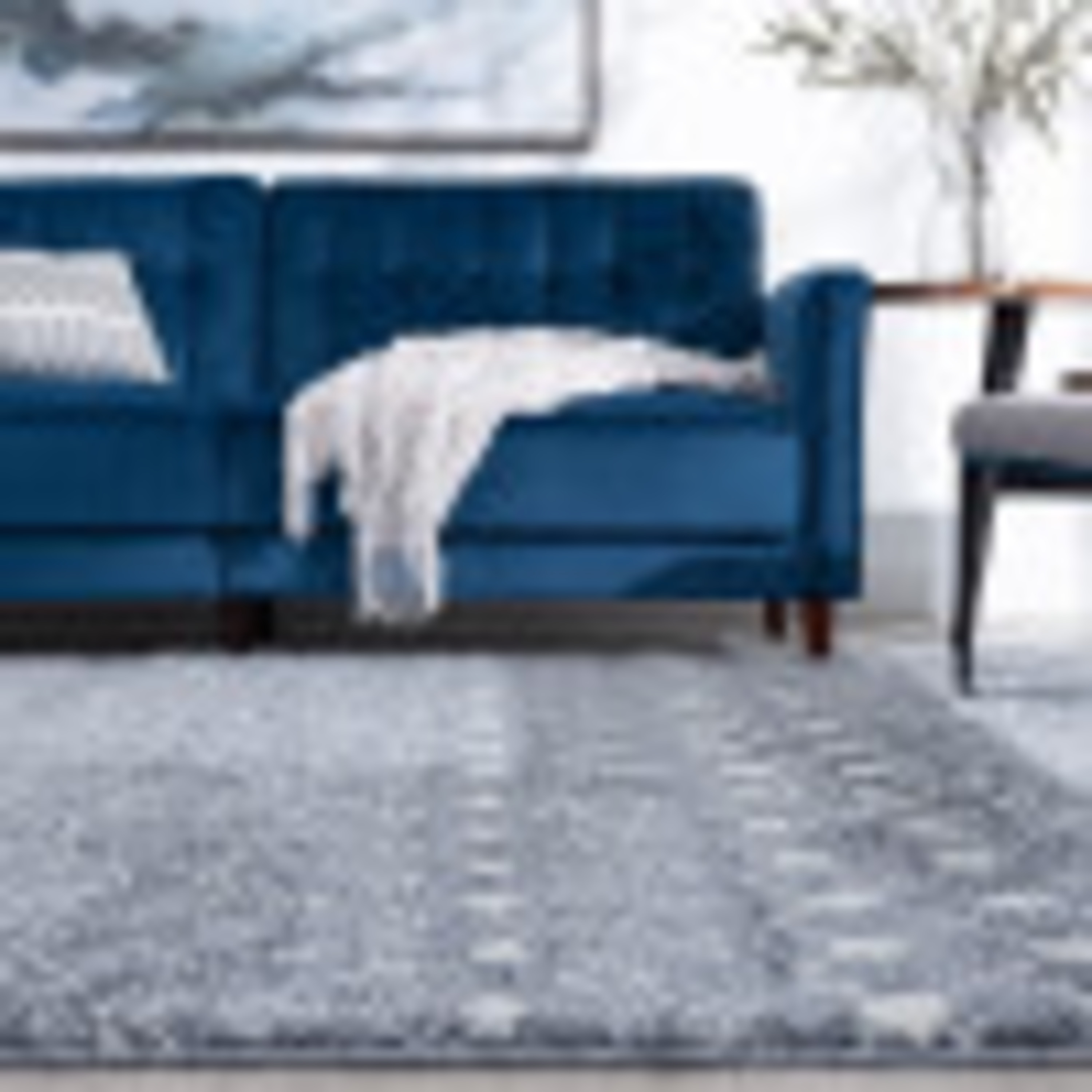 Shag 4x6 Area Rug Thick (3'11'' x 5'3'') Geometric Dark Gray, Cream Indoor Rectangle Easy to Clean
