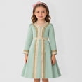 thumbnail image 2 of Quotay Robes pour Tout-Petites Fille Élégantes à Col Rond à Manches Longues Robe en Satin Brodée avec Détails Brodés pour Filles Longues Robes Vert Pâle,70, 2 of 9