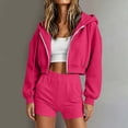 thumbnail image 2 of cocolona Womens Cropped Zip Up Hoodies Casual Long Sleeve Solid Color Sweatshirts Hlldies Drawstring Loose Cute Jacket, 2 of 7