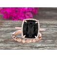 thumbnail image 1 of Milgrain 2.50 Carat Wedding Ring Set Big Cushion Cut Black Diamond Moissanite Engagement Ring Art Deco Matching Wedding Band On 10K Rose Gold Surprisingly Ring, 1 of 5