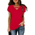 thumbnail image 2 of Camisas para mujer,Camiseta de manga 3/4 para mujer, blusa informal de cuello redondo, corte holgado, algodón sintético, ideal para el hogar y el uso diario, sopatenor, 2 of 9