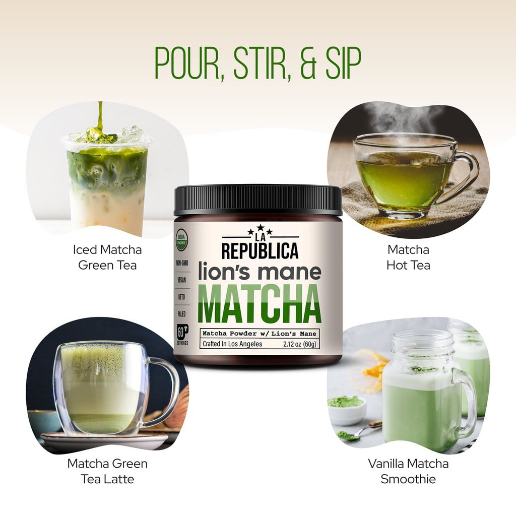 La Republica Organic Lion's Mane Mushroom Matcha Powder, 60 Servings