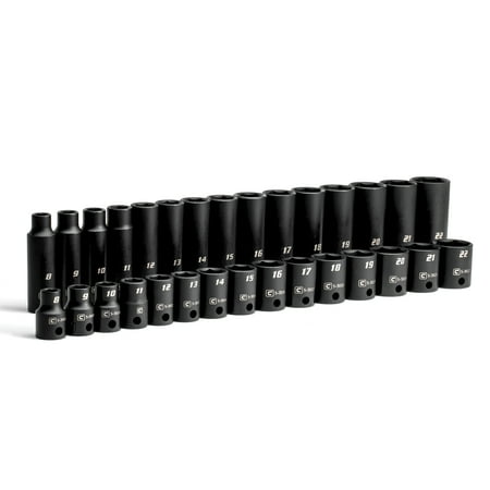 UPC: 0886352534109 | Capri Tools 3/8 in. Drive Shallow and Deep Impact Socket Set  Metric  8 to 22 mm  30-Piece