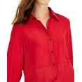 thumbnail image 2 of Bar III Women's Mixed-Media Shirt Morello Cherry Button Down Blouse Size XS, 2 of 3