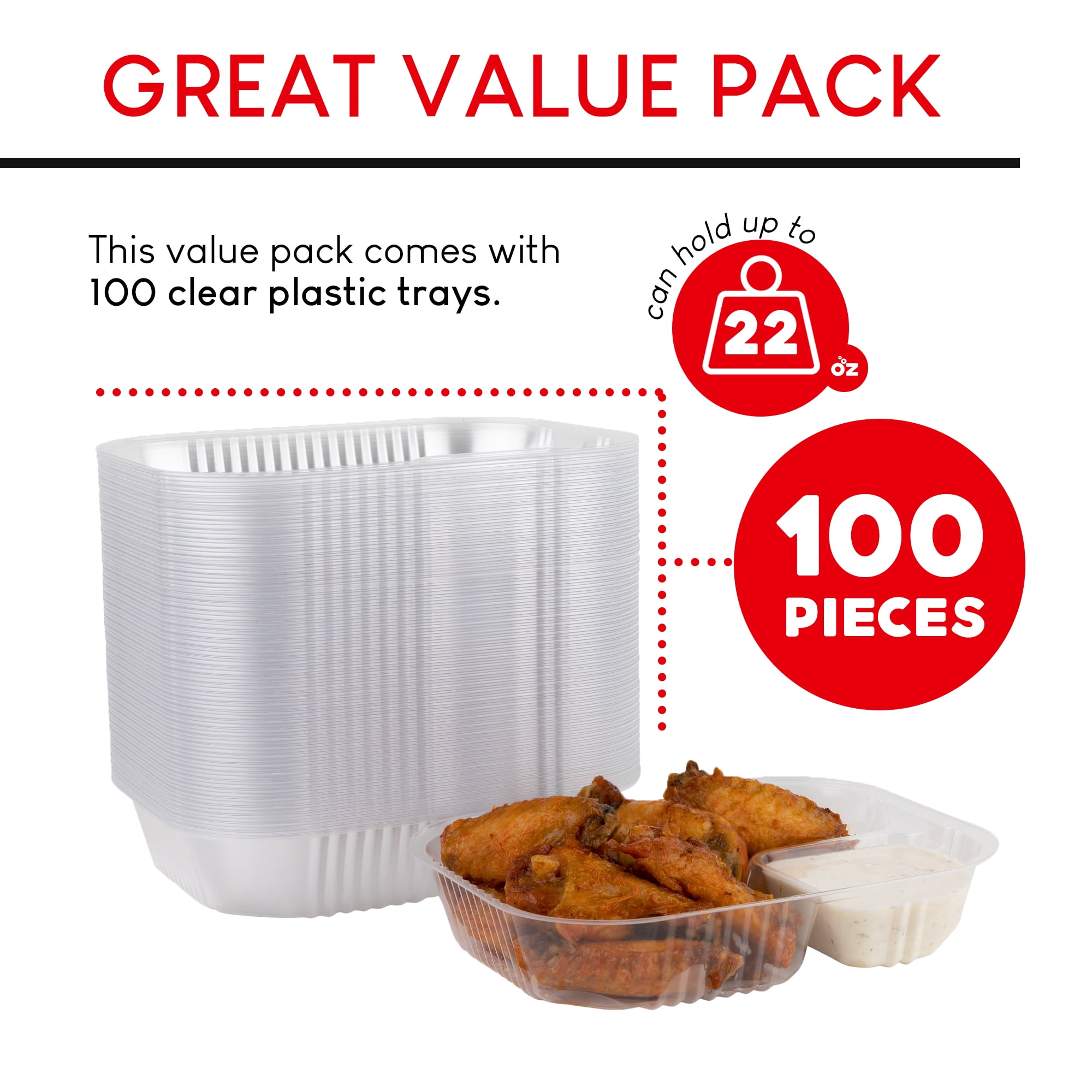 Stock Your Home 100 Pack Large Nacho Trays (22oz) - Disposable Food Boats for Nachos, Cheese Dip, Snacks - Party Supplies, Concession Stands, Movie Nights