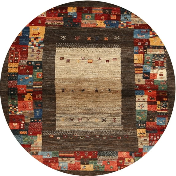 Ahgly Company Machine Washable Indoor Round Contemporary Vermilion Red Area Rugs, 7' Round