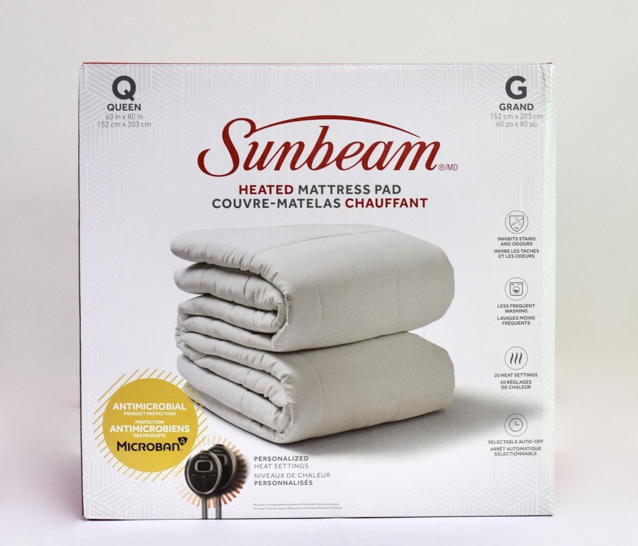 Sunbeam Antimicrobial Heated Mattress Pad Queen Walmart Canada