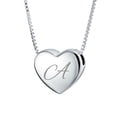 thumbnail image 1 of Personalized Plain Simple Engravable Script Alphabet Letter A Initial Monogram Heart Pendant Necklace Slide Pendant for Women for Girlfriend Polished .925 Sterling Silver Custom Engraved, 1 of 4