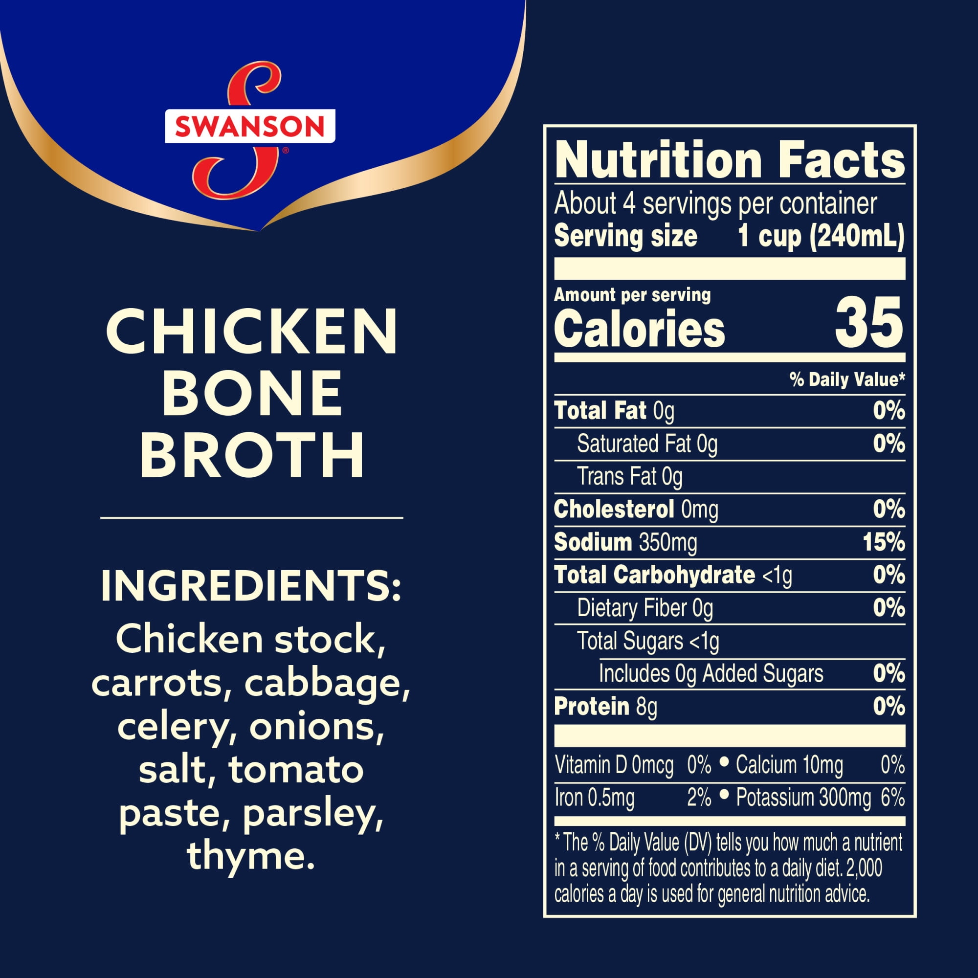 (12 pack) Swanson Chicken Bone Broth, 32 oz Carton