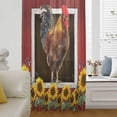 thumbnail image 6 of Chicken Sunflowers Sheer Curtains 54 Inches Long, Country Farm Animal Red Wooden Grain Light Filering Curtains, Breathable Simi Curtain Privacy Drapes for Kitchen Bathroom Nursery Window Treatment, 6 of 9