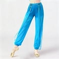 thumbnail image 2 of TEAJOPSUU Girl's Harem Dance Pants High Waisted Tribal Pants Sequin Stage Performance Pants Soft Stretchy Ankle Tied Pants A-Sky Blue, 2 of 5