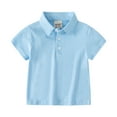 thumbnail image 1 of MIASHUI Polo à Manches Courtes pour Garçon, Couleur Unie, Uniforme Scolaire, Bleu Clair, 2-3 Ans, 1 of 5
