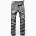 thumbnail image 2 of Xzbqbs Mens Jeans Regular Fit Hip Hop Distressed Denim Pants Straight Leg Sweatpants Streetwear Jeans Classic Denim Jeans for Men, 2 of 9