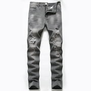 LOVZFMLL Jeans Homme nouvelle mode avoir des poches Bouton Zipper Personnalité Denim Tendance Jeans