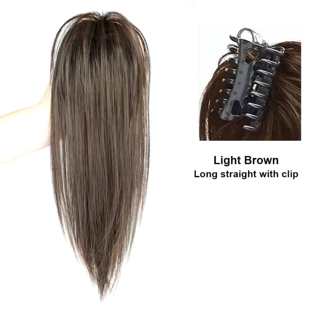 yeacher Extension de Cheveux Queue de Cheval à Clip en Cascade Brun Pâle - Style Naturel, Facile à Porter, Perruque en Fibre Synthétique Réutilisable pour Toute Occasion