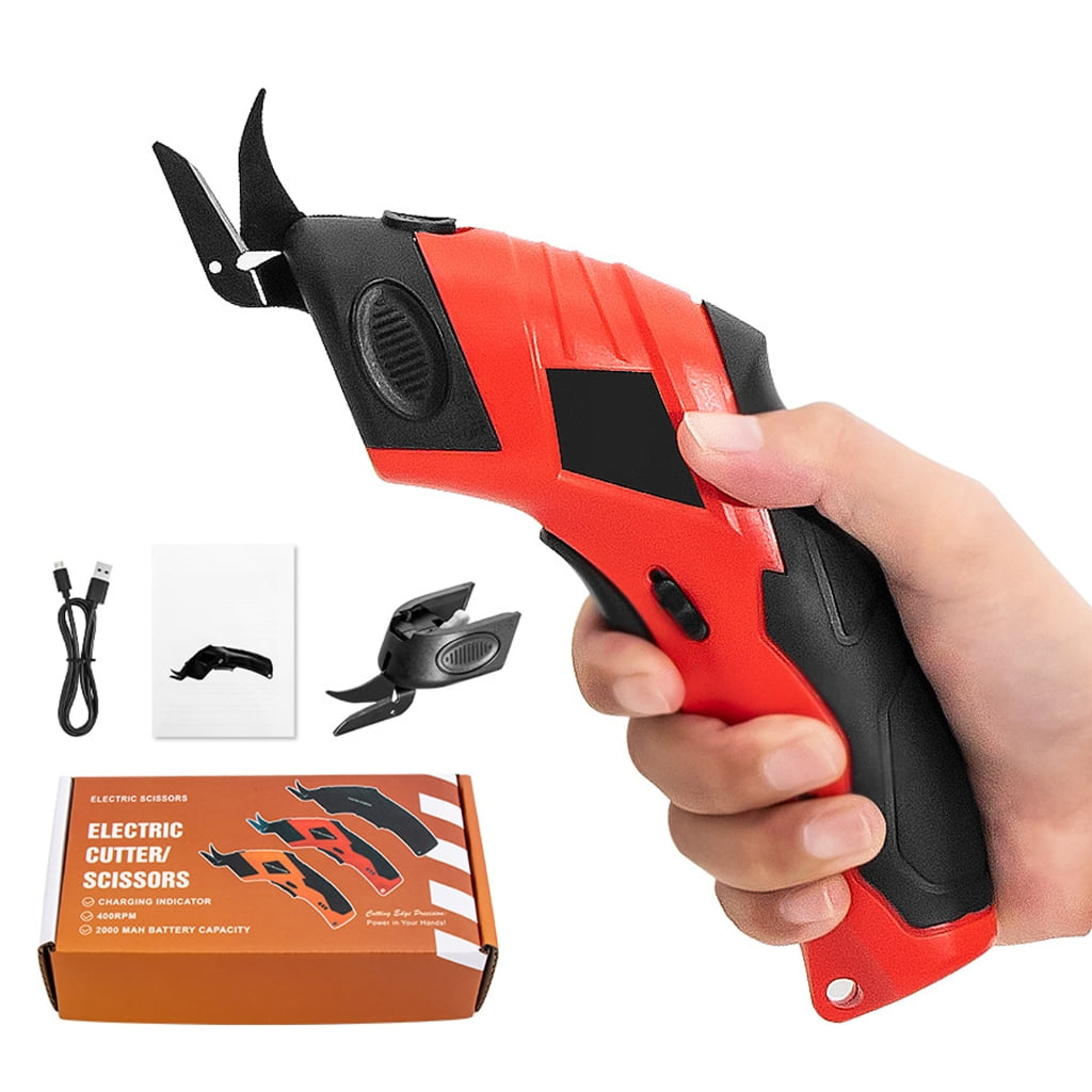 MOMOJIA High Capacity Cordless Fabric Scissors Electric Handheld Shears Safety Guard Rechargeable USB Design