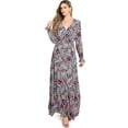 thumbnail image 4 of Love Stitch Women's Elegant Floral Long Sleeve Open Back Maxi Dress (S, Black/Pink), 4 of 5