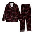 thumbnail image 2 of Valentine's Day Pajamas Sets for Women Cotton Button Down Pj Set Cute Heart Print Long Sleeve Shirt and Pajama Pants Lounge Sets, 2 of 4
