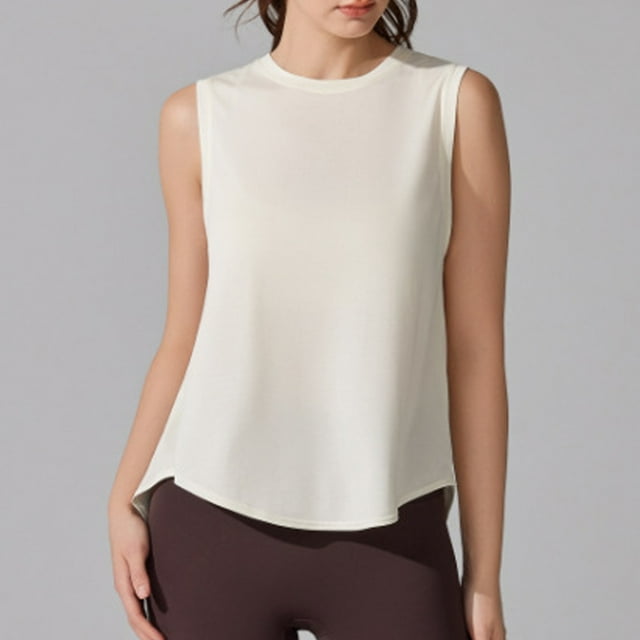 mfyjkho Camisetas Sin Mangas De Talla Grande, Camiseta Deportiva De Yoga Sin Mangas Con Cuello Redondo Para Mujer, Estilo Casual, De Color Liso Tops Bohemios Para Mujer L