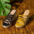 thumbnail image 2 of BLISSFUL STEP Sandales Compensées à Plateforme à Brides pour Femmes Espadrilles Noires à Talons Compensés 6 m US, 2 of 6