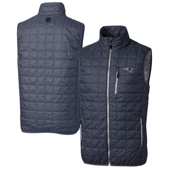 Men's Cutter & Buck Navy New England Patriots Big & Tall Rainier PrimaLoft Eco Insulated Full-Zip Puffer Vest
