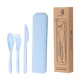thumbnail image 1 of Utensilios de viaje Conjunto de cubiertos de cubiertos cubiertos de vajilla portátil con estuche para reuniones familiares Suministros de cocina de la Azul, 1 of 9