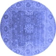 thumbnail image 1 of Ahgly Company Machine Washable Indoor Round Oriental Blue Industrial Area Rugs, 4' Round, 1 of 4