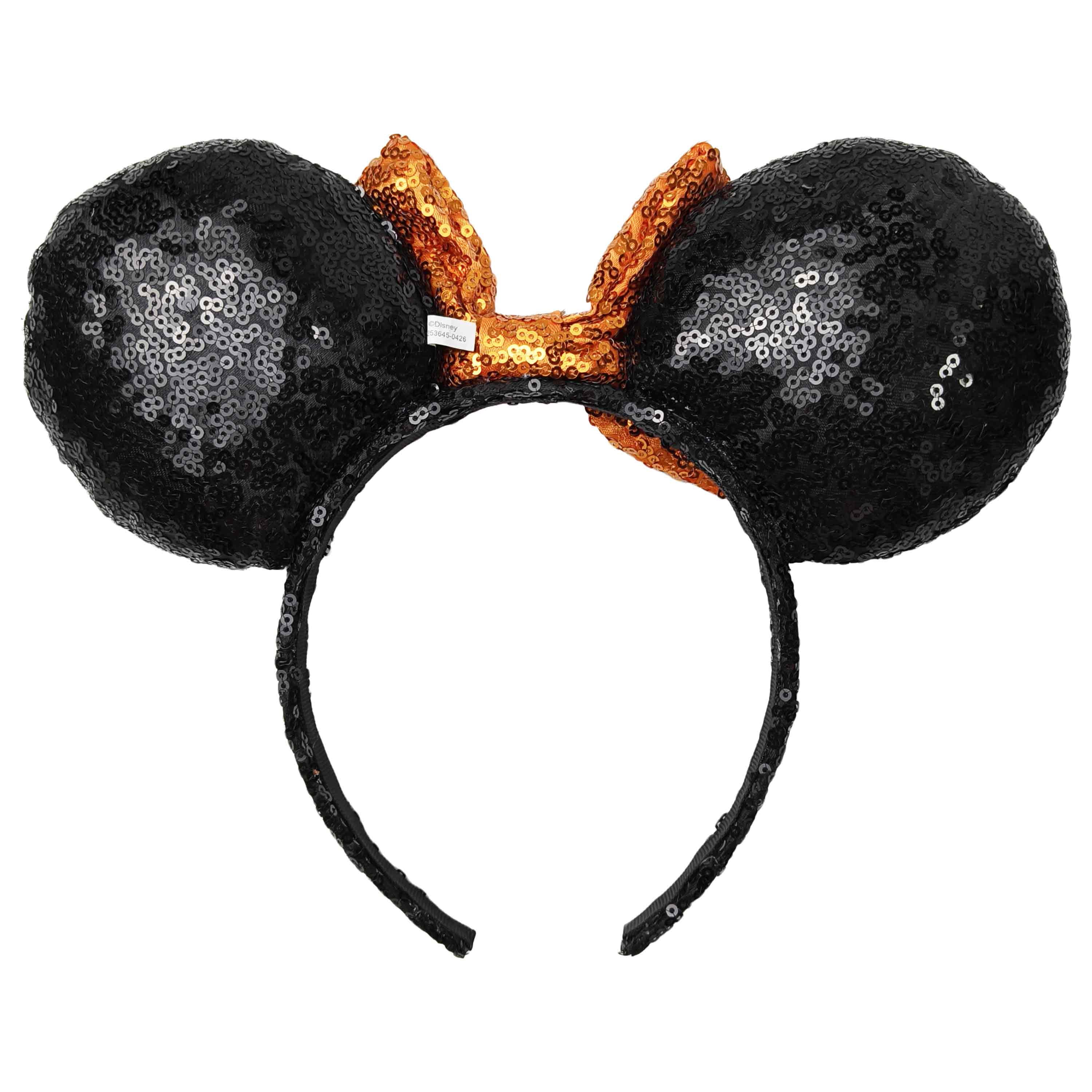 Minnie Mouse Sequin Pumpkin Ears with Orange Sequin Bow, Halloween Costume Accessory for Adults, by Disney