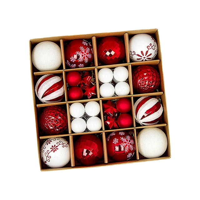 44x Bolas De Navidad Adornos árbol De Navidad Decoración Colgante Para Cumpleaños Rojo Y Blanco BLESIY Bolas colgantes