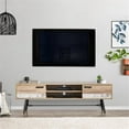 thumbnail image 3 of CorLiving Aurora Mid Century Modern Warm Beige and White Duotone TV Stand for Living Room for TVs up to 85-inches – 70" Long TV Stand with Storage, Rustic Entertainment Center, Mid-century TV Stand, 3 of 15