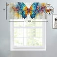 thumbnail image 4 of Watercolor Butterfly Rod Pocket Thermal Insulated Curtain Valance Dreamy Colorful Ink Painting Butterfly Thermal Insulated Room Darkening Curtain for Dinning Room 54 by 18 in, 1 Panel, 4 of 6
