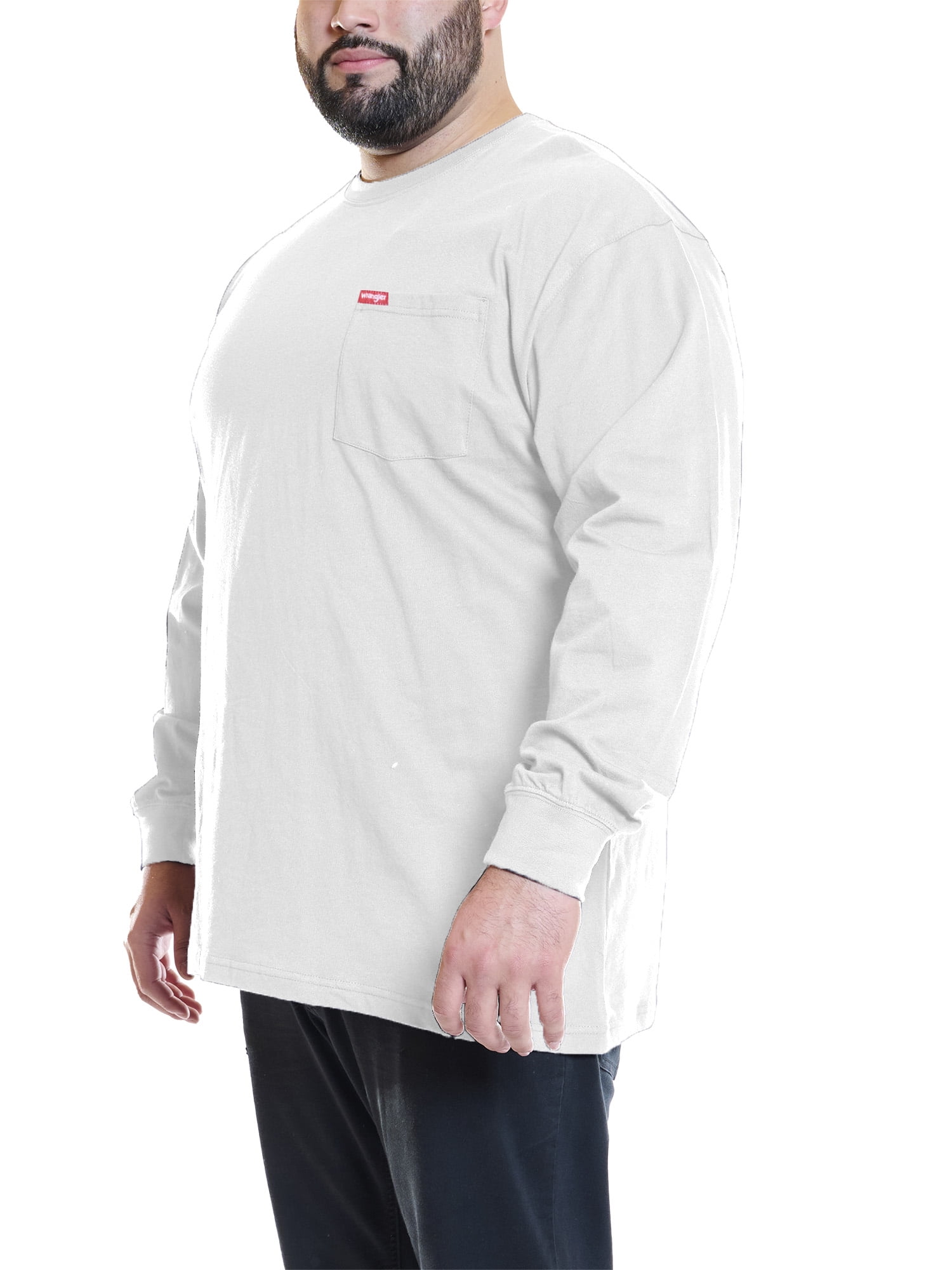 Wrangler Men’s Big and Tall Cotton Pocket Tee with Long Sleeves, Sizes 1XL-6XL