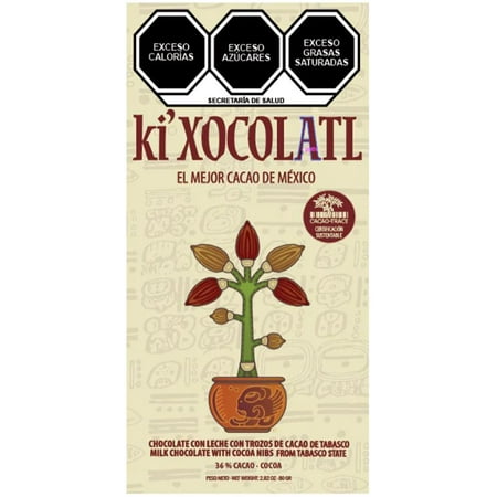 MILK CHOCOLATE WITH COCOA NIBS FROM TABASCO STATE, GLUTEN FREE, HEAVY METAL FREE, ORGANIC, CACAO TRACE, 100% PURE CRIOLLO CACAO