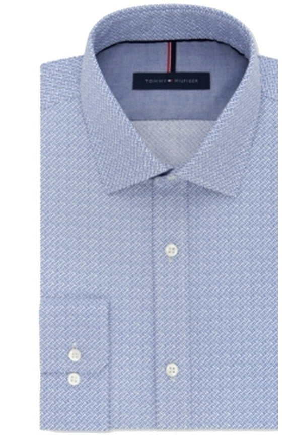 NEW English Blue Mens Size 17 1/2 Non-Iron Dress Shirt