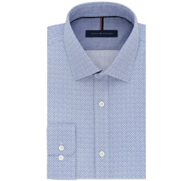 Tommy Hilfiger NEW English Blue Mens Size 17 1/2 Non-Iron Dress Shirt