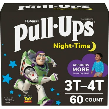 Pull-Ups Boys' Night-Time Potty Training Pants, Size 3T-4T Overnight Training Underwear (32-40 lbs), 60 Ct