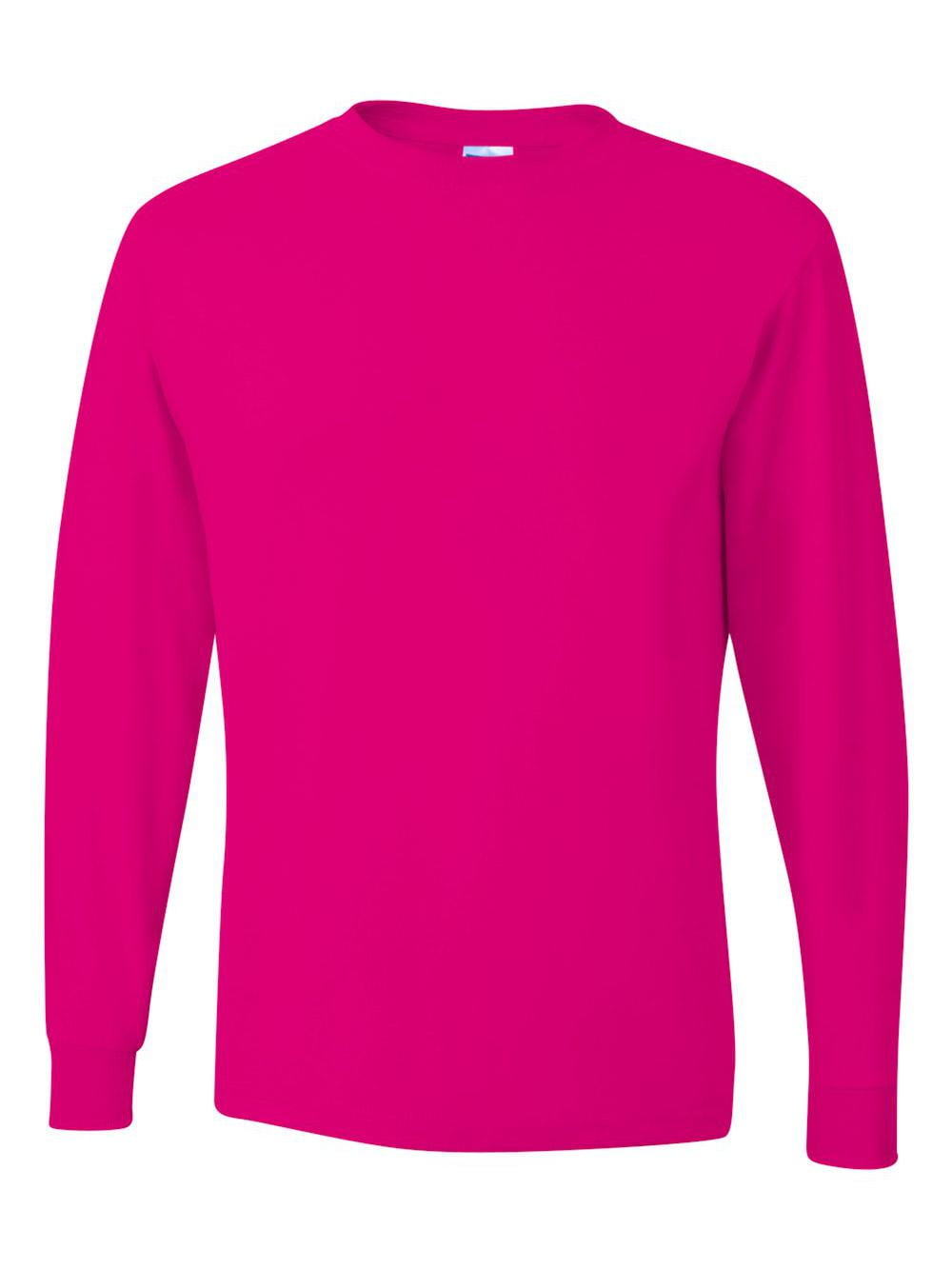 Jerzees Dri-Power Long Sleeve 50/50 T-Shirt - M / Cyber Pink