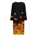 thumbnail image 5 of Xoenoiee Pumpkin Fire Print Women Zipper Robes Full Length Nightgown Bathrobe Halloween Lightweight House Coat with Pockets Long Sleeves Loungewear, M, 5 of 7
